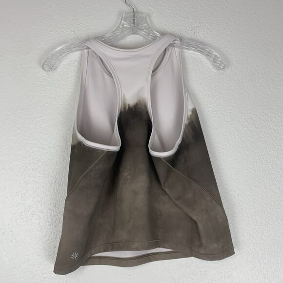 Athleta Shirt Womens 1X Tank Top Shanti Watercolor Stripe Crop Mortar Mushroom‎ - Picture 2 of 8
